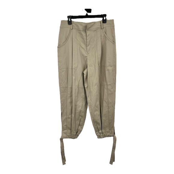 Parker Pants Natural high waist ankle tie tan size 14 - Picture 1 of 7